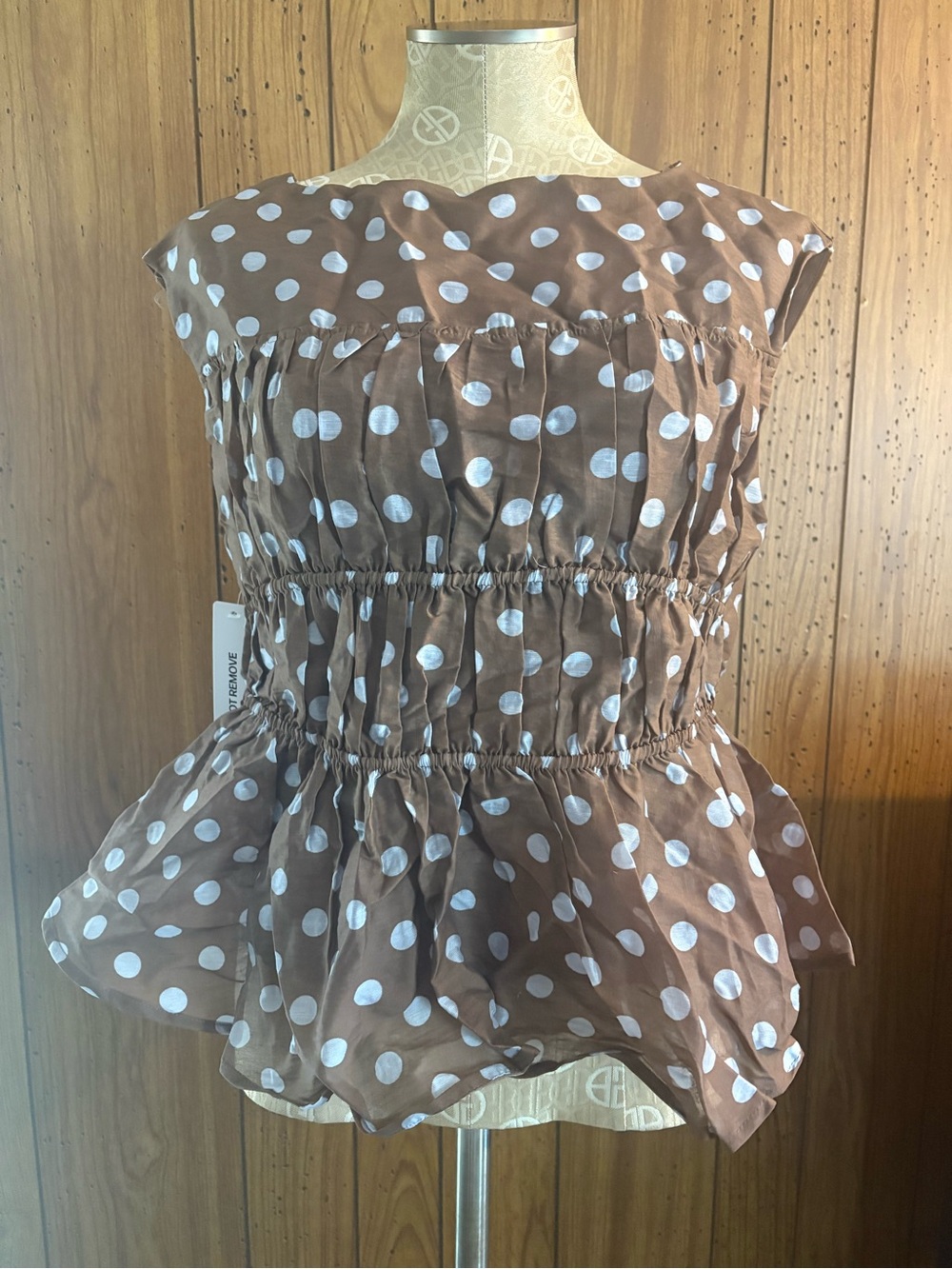 Princess Polly Brown Polka Dot Peplum Top